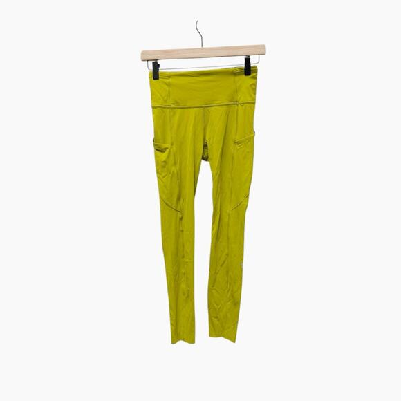 Lululemon Fast and Free Tight II 25" *Non-Reflective Nulux Golden Lime Size 4 - Picture 4 of 9